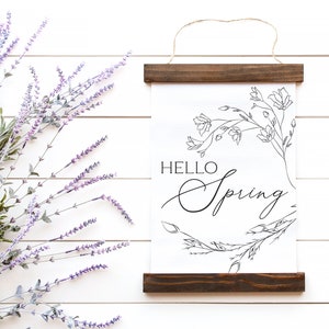 Hello Spring Svg Spring Svg, Floral Frame Svg, Botanical Svg, Farmhouse Sign Svg, Wood Sign Svg, Spring Sign Svg, Spring Quote Svg image 4