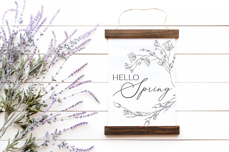 Hello Spring Svg Spring Svg, Floral Frame Svg, Botanical Svg, Farmhouse Sign Svg, Wood Sign Svg, Spring Sign Svg, Spring Quote Svg image 4