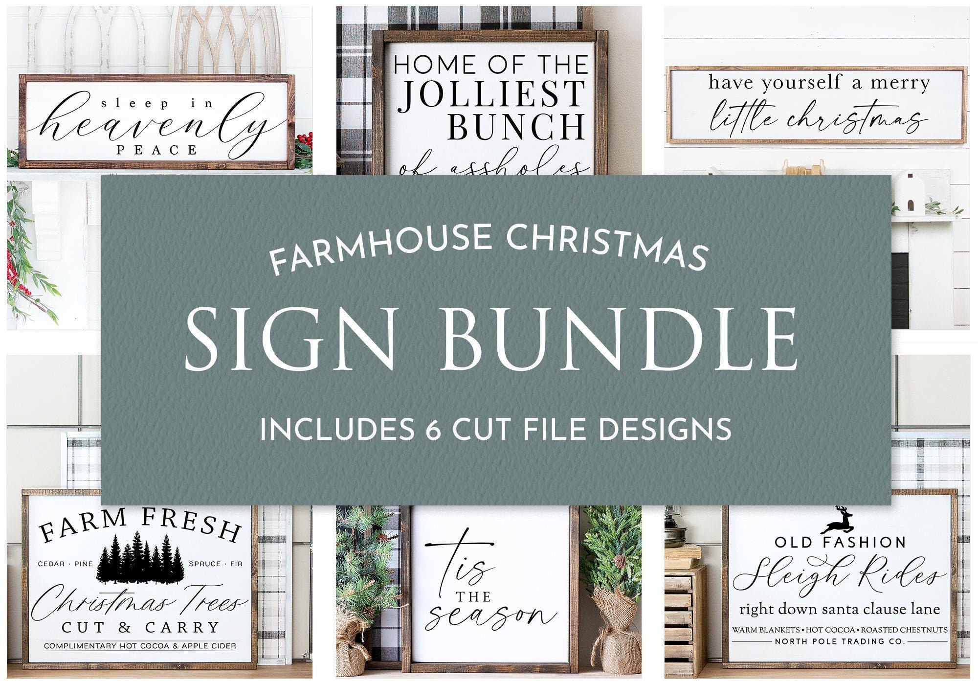 Christmas Svg Bundle - Christmas Sign Bundle, Farmhouse Christmas Svg ...