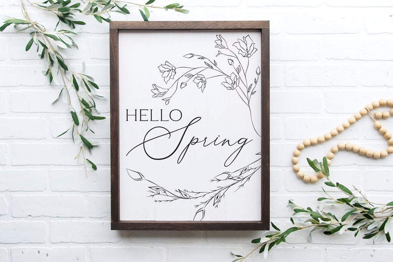 Hello Spring Svg Spring Svg, Floral Frame Svg, Botanical Svg, Farmhouse Sign Svg, Wood Sign Svg, Spring Sign Svg, Spring Quote Svg image 5