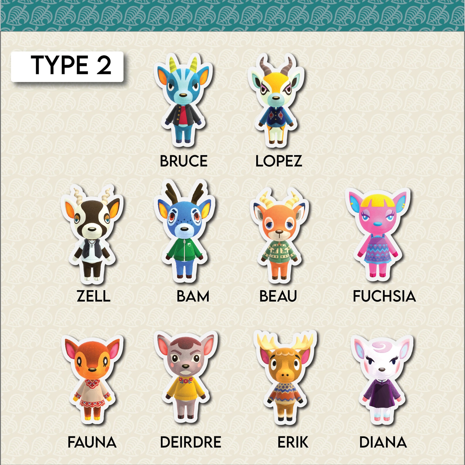 Deer Villager Stickers For Animal Crossing Fans Fauna Etsy