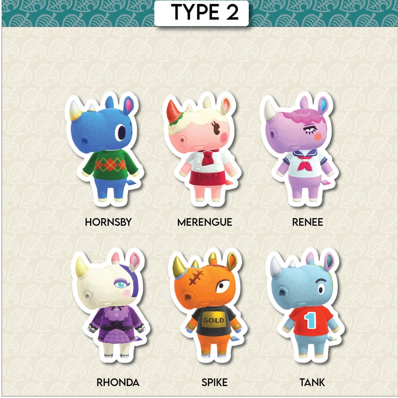 Rhino Villager Stickers Merengue Hornby Renee Rhonda | Etsy