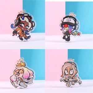 Pearl, Marina, Agent 8, & Acht - Acrylic Holographic Star Keychain - Side Order - Splatoon