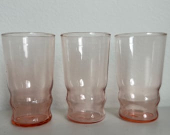 Vintage MacBeth-Evans Pink Optic Glass Tumblers - Set of 3