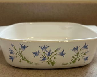 Corning Ware A-1-B Blue Dusk Flowers Casserole Dish 1 Liter with plastic lid