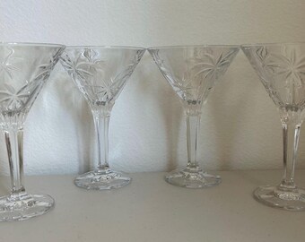 Godinger Palm tree Martini Glasses 4 in set pristine