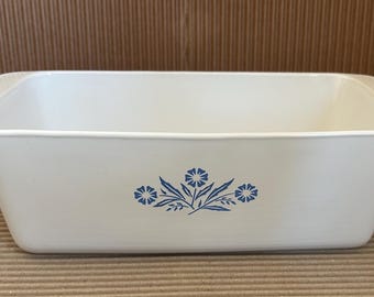 Corning Ware loaf pan featuring the iconic Blue Cornflower P-315-B