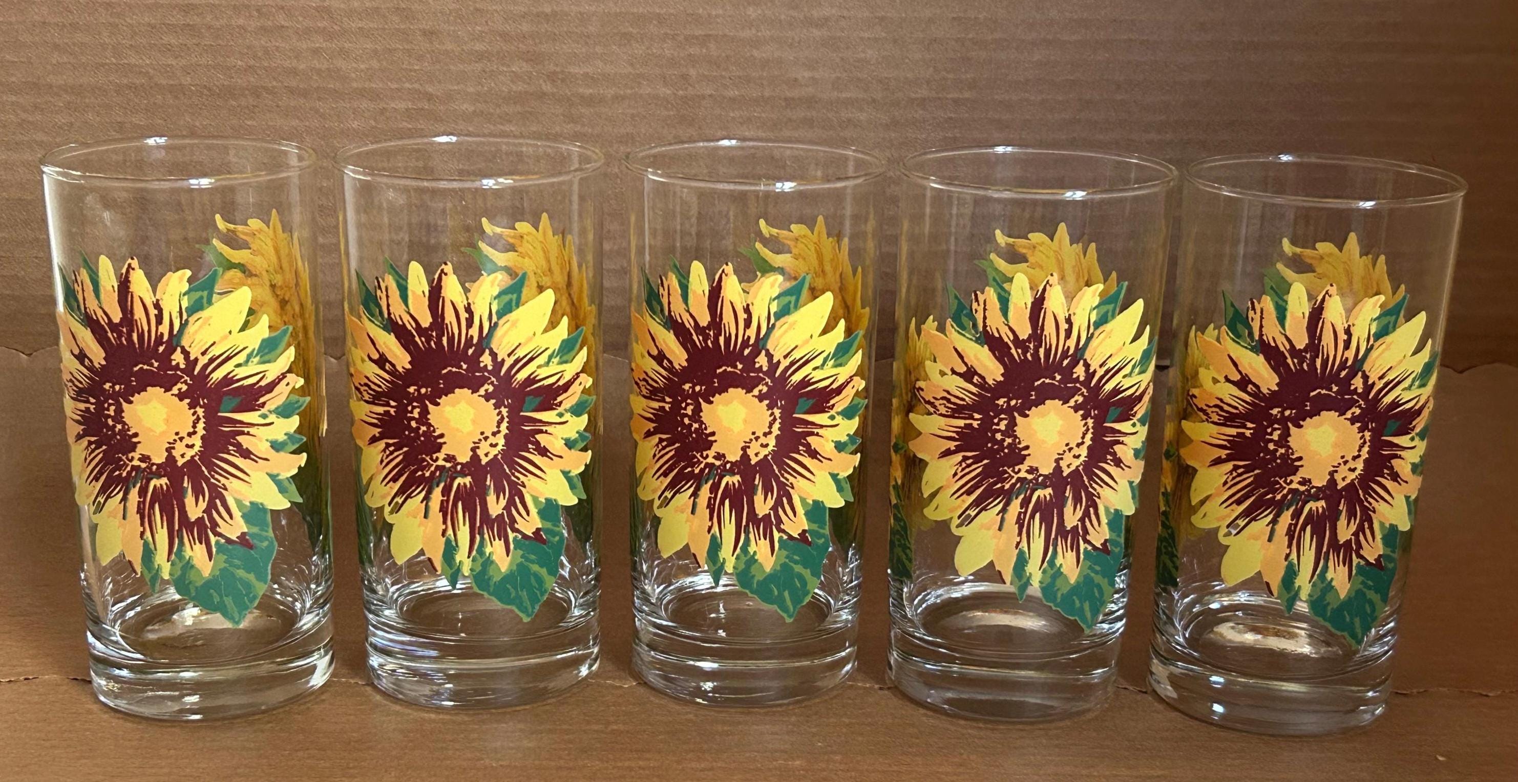 Vintage Sunflower Drinking Glasses - Etsy