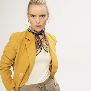 Silk and River Scarf Gift Packed  % 100 Handmade Scarves Breathable Digital Retro Printed Premium Scarves