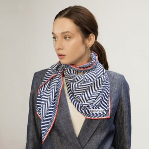 Silk and River Scarf Gift Packed  % 100 Handmade Scarves Breathable Digital Herringbone Printed Premium Scarves