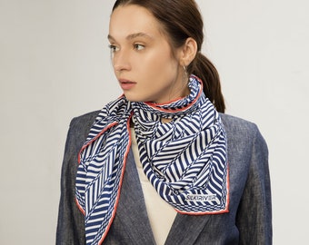 Silk and River Scarf Gift Packed  % 100 Handmade Scarves Breathable Digital Herringbone Printed Premium Scarves