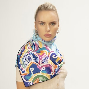 Silk and River Scarf Gift Packed  % 100 Handmade Scarves Breathable Digital Glory Printed Premium Scarves