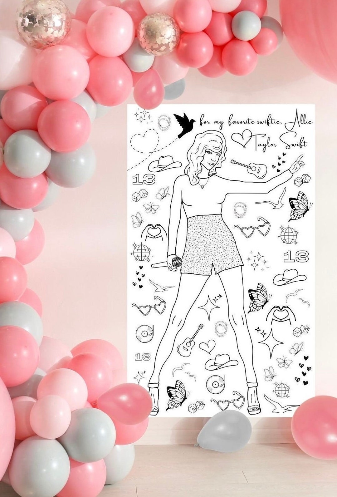 Taylor Swift Life-size Custom Coloring Birthday Party Banner Paper ...