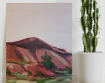 Peaceful landscape painting, subdued color palette landscape, original painting, framed artwork