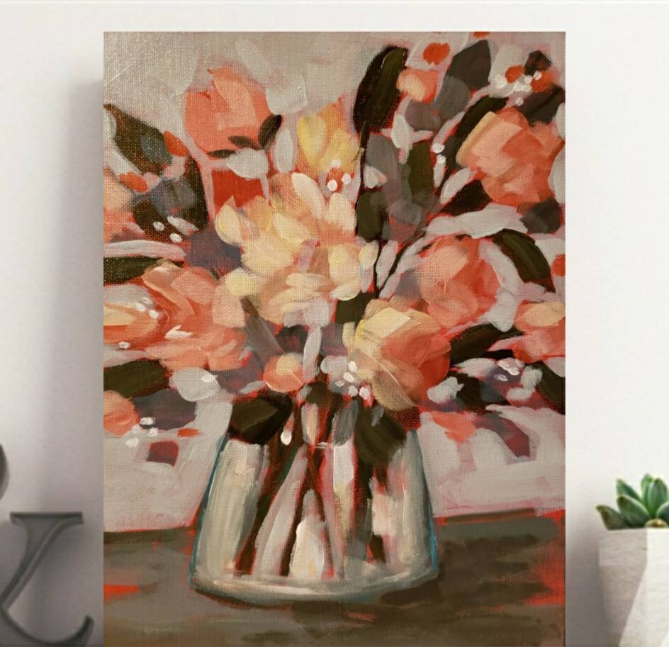Big Bold Brushstrokes Floral, Original Acrylic Painting on Canvas, Framed Flower  Painting, Wall Decor, Framed Art, Home Decor - Etsy