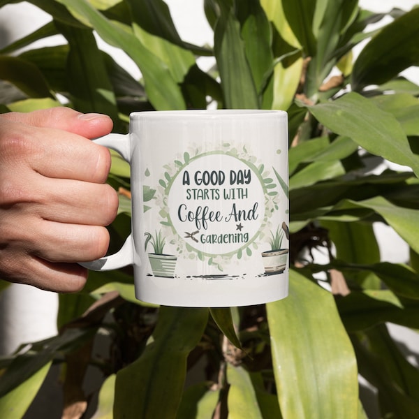 A Good Day Start With Coffee And Garden Mug Press, 11oz and 15oz Mug Wrap Template, Coffee Mug Sublimation