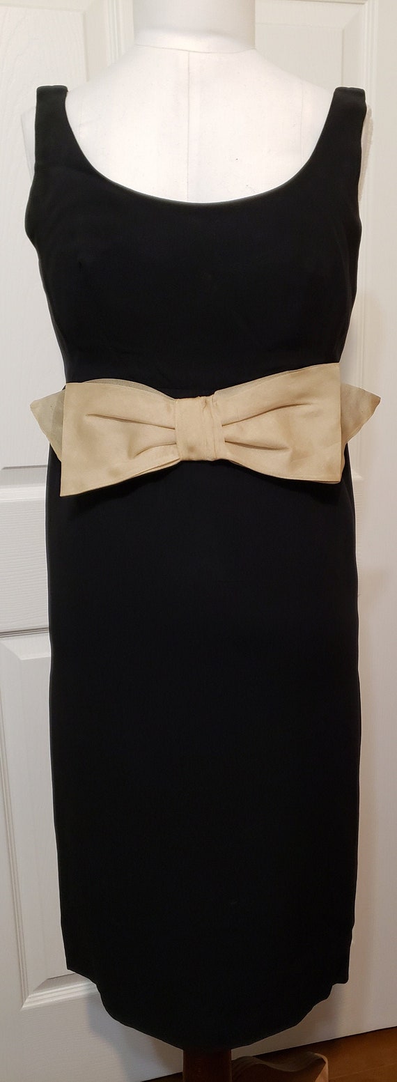 Little black dress, empire waistline with nude org