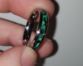 Made TO ORDER Radioactive Inspired  Ring with Neon Green Bello Opal, Jet, and Obsidian Ring