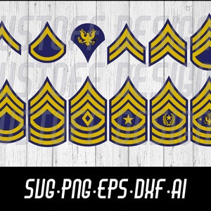 Army Enlisted Ranks SVG - Army Rank SVG - Rank SVG - Digital Download for Cricut, Silhouette, Aspire, Easel, Carbide Create, etc