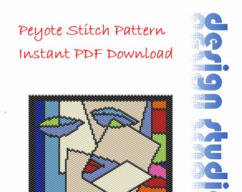 Cubism I Peyote Beading Pattern, Miyuki Delica Tube Beads, PDF Instant Download, Art, Modern, Cubist