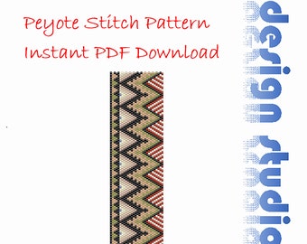 Peyote Bead Pattern, Bracelet Bangle Cuff Bookmark,  Beading Pattern, Miyuki Delica Tube Beads, PDF Instant Download
