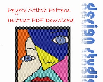 Cubism II Peyote Beading Pattern, Miyuki Delica Tube Beads, PDF Instant Download, Art, Modern, Cubist