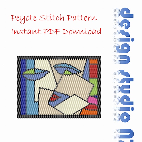 Cubism I Peyote Beading Pattern, Miyuki Delica Tube Beads, PDF Instant Download, Art, Modern, Cubist