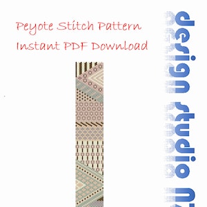 Patchwork Peyote Kraal Patroon, Armband Bangle Manchet Bladwijzer, Kralenpatroon, Miyuki Delica Tube Kralen, PDF Instant Download