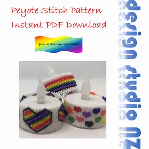 Peyote Bead Pattern, Tea Light Candle Napkin Ring Tube,  Beading Pattern, Miyuki Delica Tube Beads, PDF Instant Download