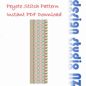 Wide Boho 2 Peyote Bead Pattern, Bracelet Bangle Cuff Bookmark,  Beading Pattern, Miyuki Delica Tube Beads, PDF Instant Download