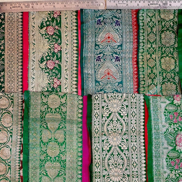 Sari Trim Lot Lace Ribbon Border Banarasi Banarsi Antique Vintage 10 Pcs Zari GET WHAT YOU SEe 10 inch each C426 A25