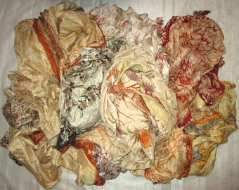 Pure Sari Silk Lot Vintage Sari Fabric Material Remnant 100 Grams Cream Shades Craft Scrapbook Quilt Art Doll Junk Journal BOHO Sewing