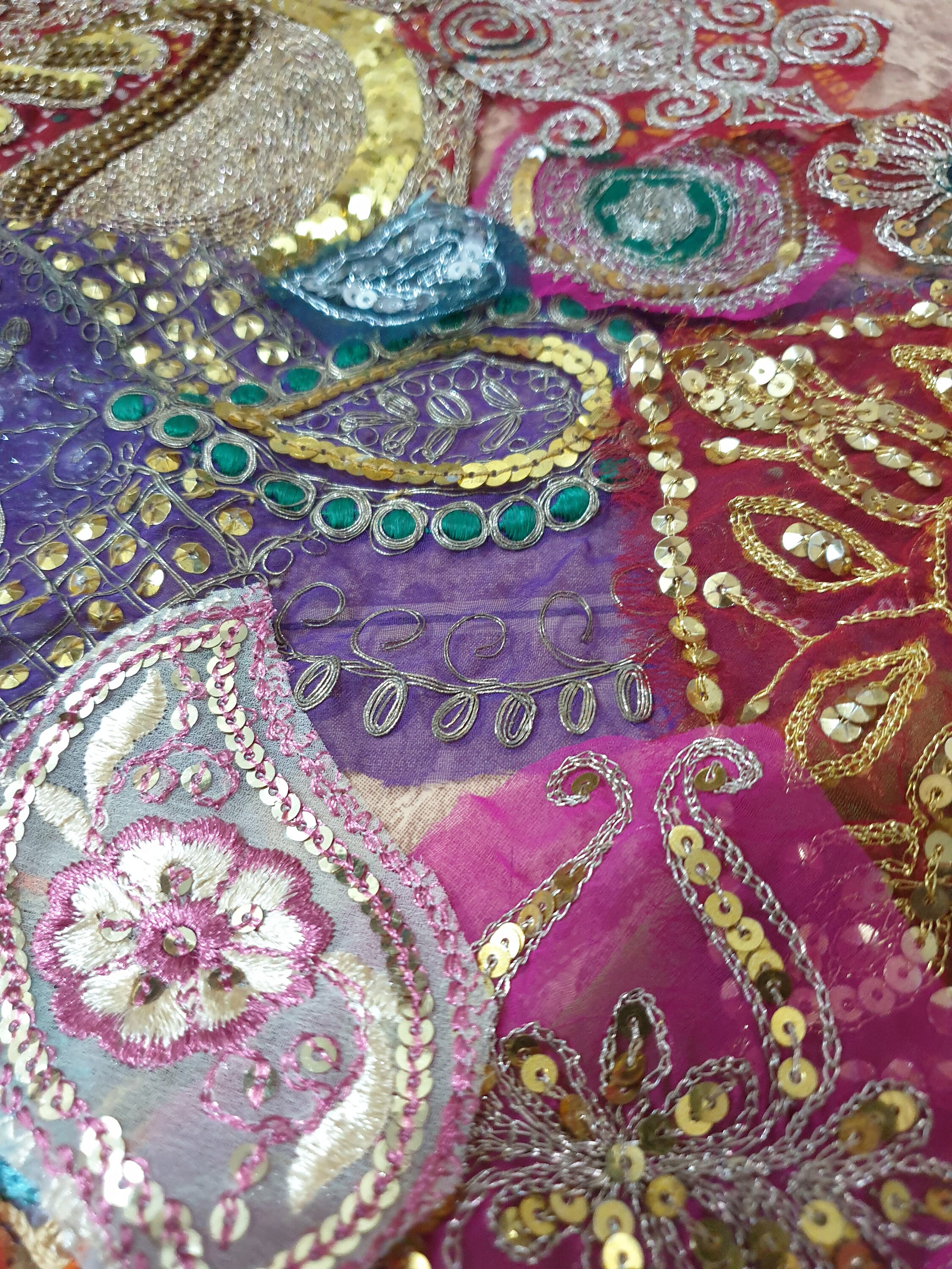 Fabric Appliques Sari Silk Applique VERY OLD ANTIQUE Vintage Etsy