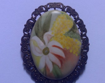 Handpainted ceramic brooch