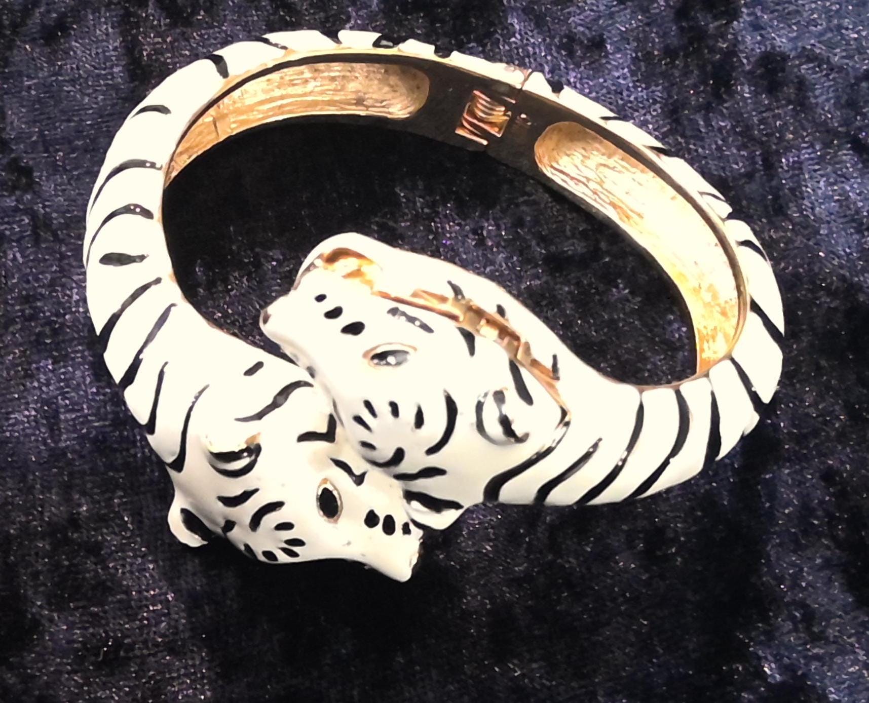KJL White Tiger Clamper Cuff Watch - Kenneth Jay Lane - With 