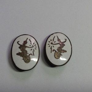 Siam Silver and Enamel clip earrings white enamel