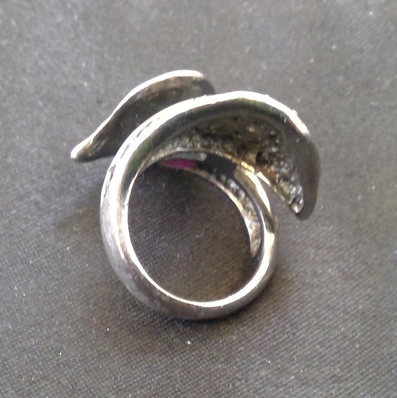 Ruby ,Jet & Enamel silver ring - image 5