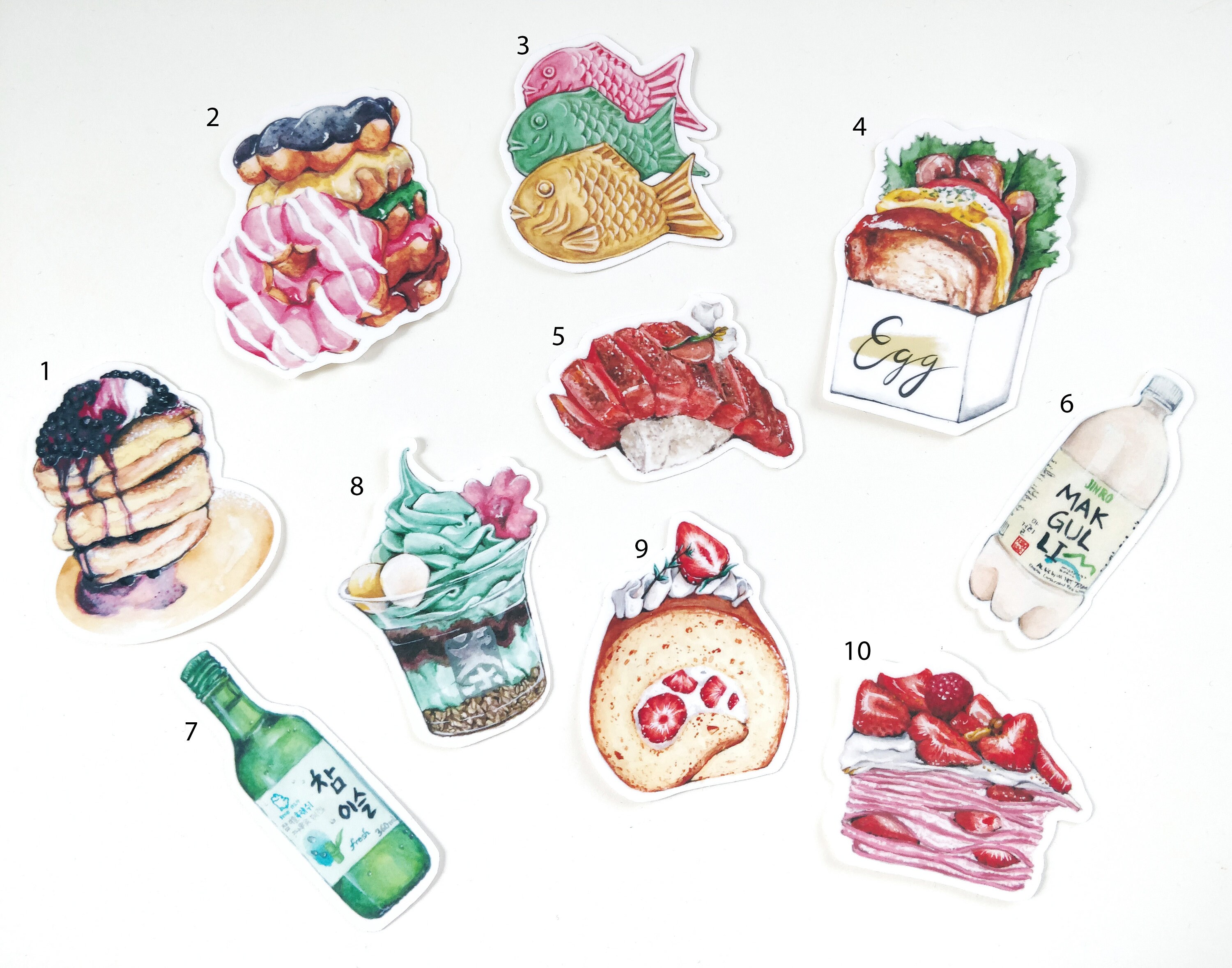 Watercolor food stickers scrapbooking die cut vinyl Etsy