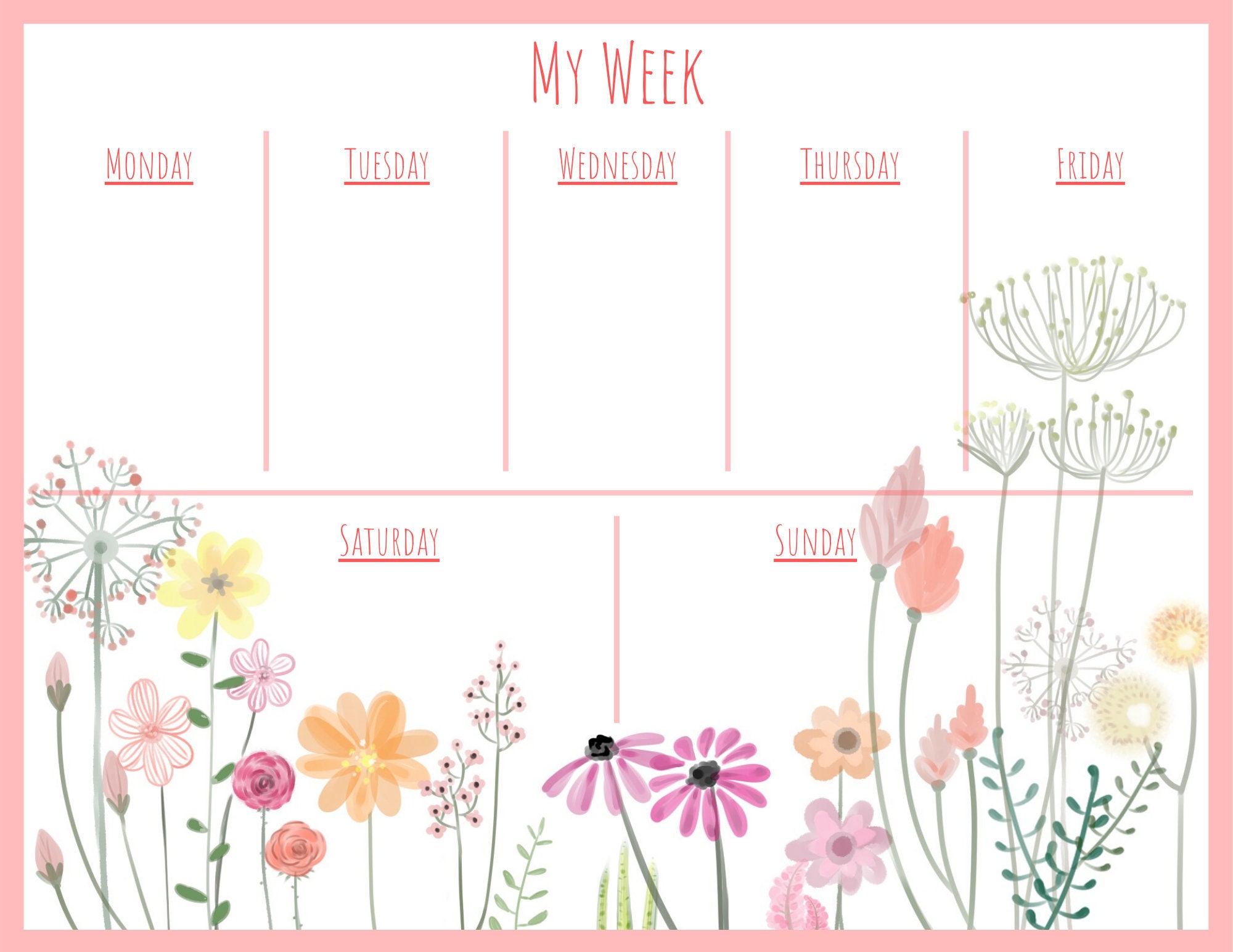 my week weekly planner printable etsy