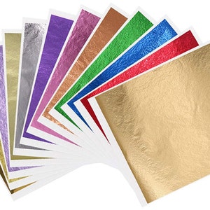 Feuilles d'or et feuilles d'or multicolores, 10 pièces, 8 x 8,5 cm / 3,15 x 3,35 pouces, 10 couleurs