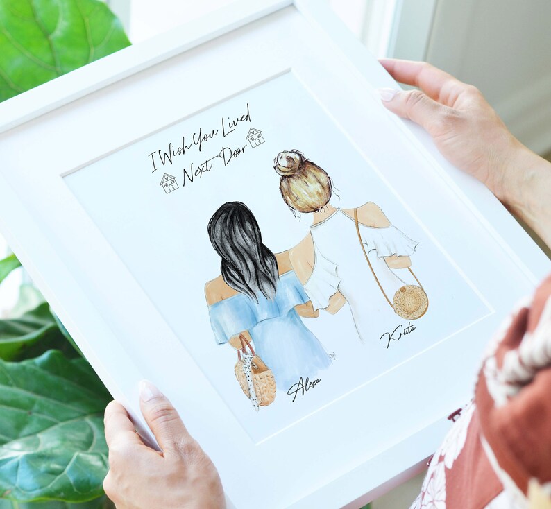 Distance Best Friends Wall Art / Personalized Best Friends Etsy