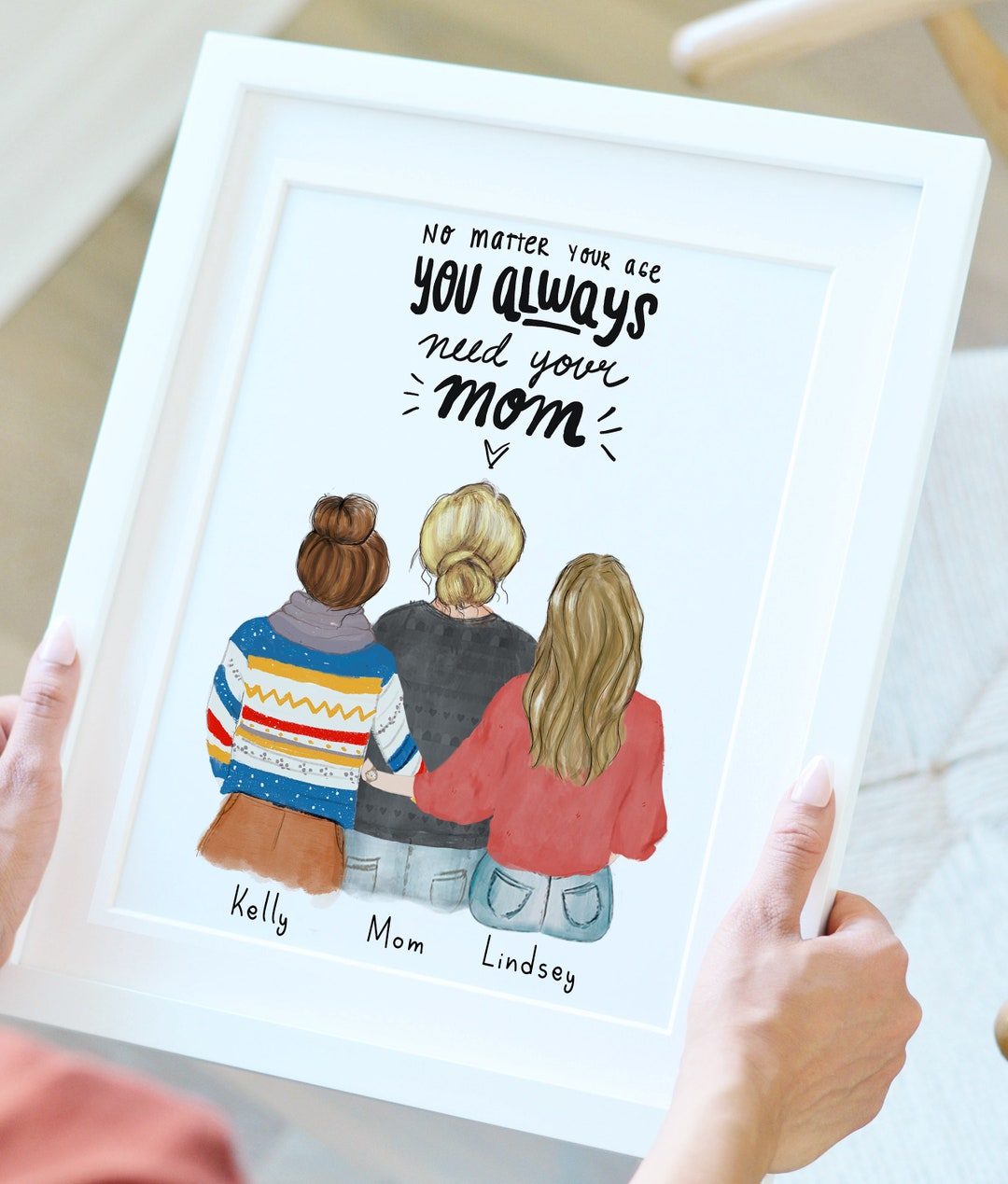 Digital Gift for Mom / Mother and Two Daughters Custom Etsy