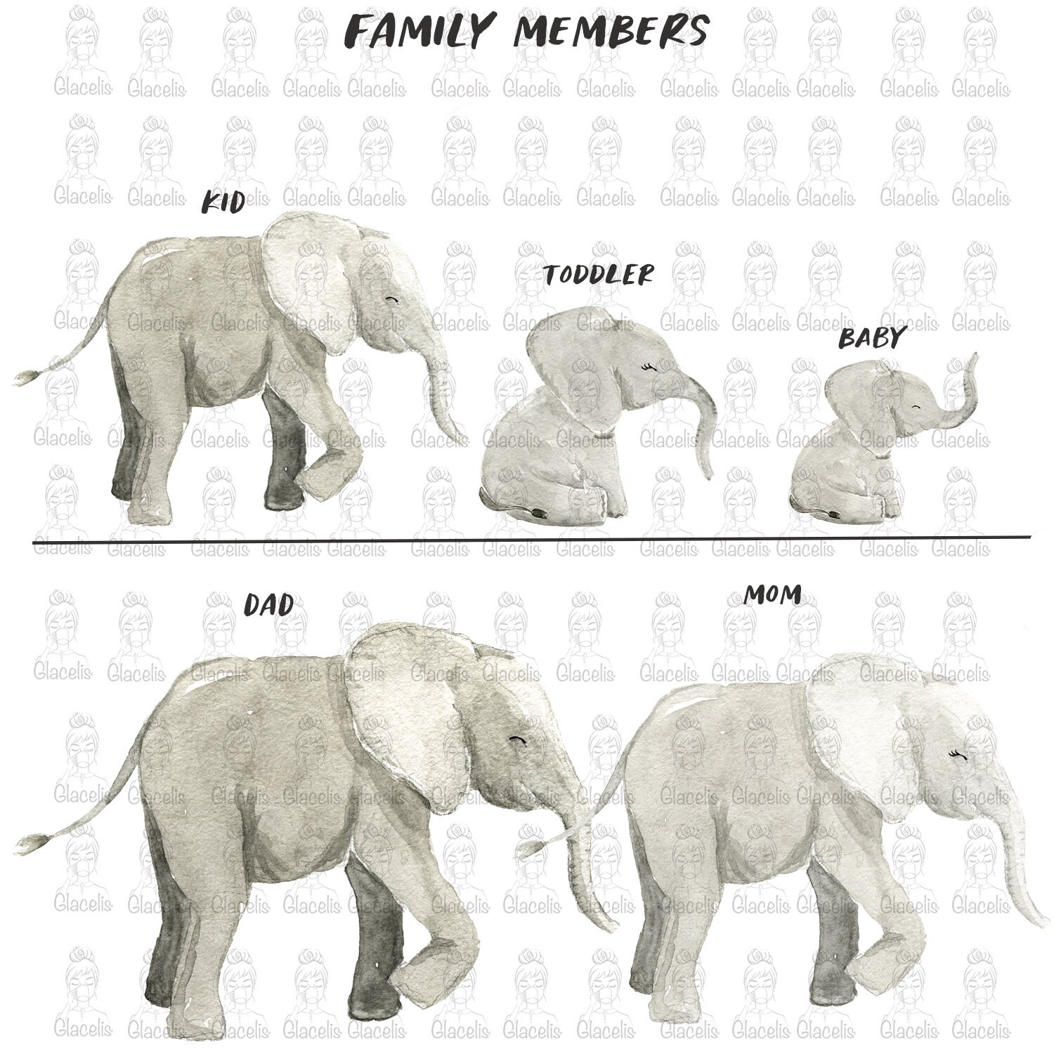 Personalized Elephant Family Wall Art Gift Idea for Mom Gift Etsy