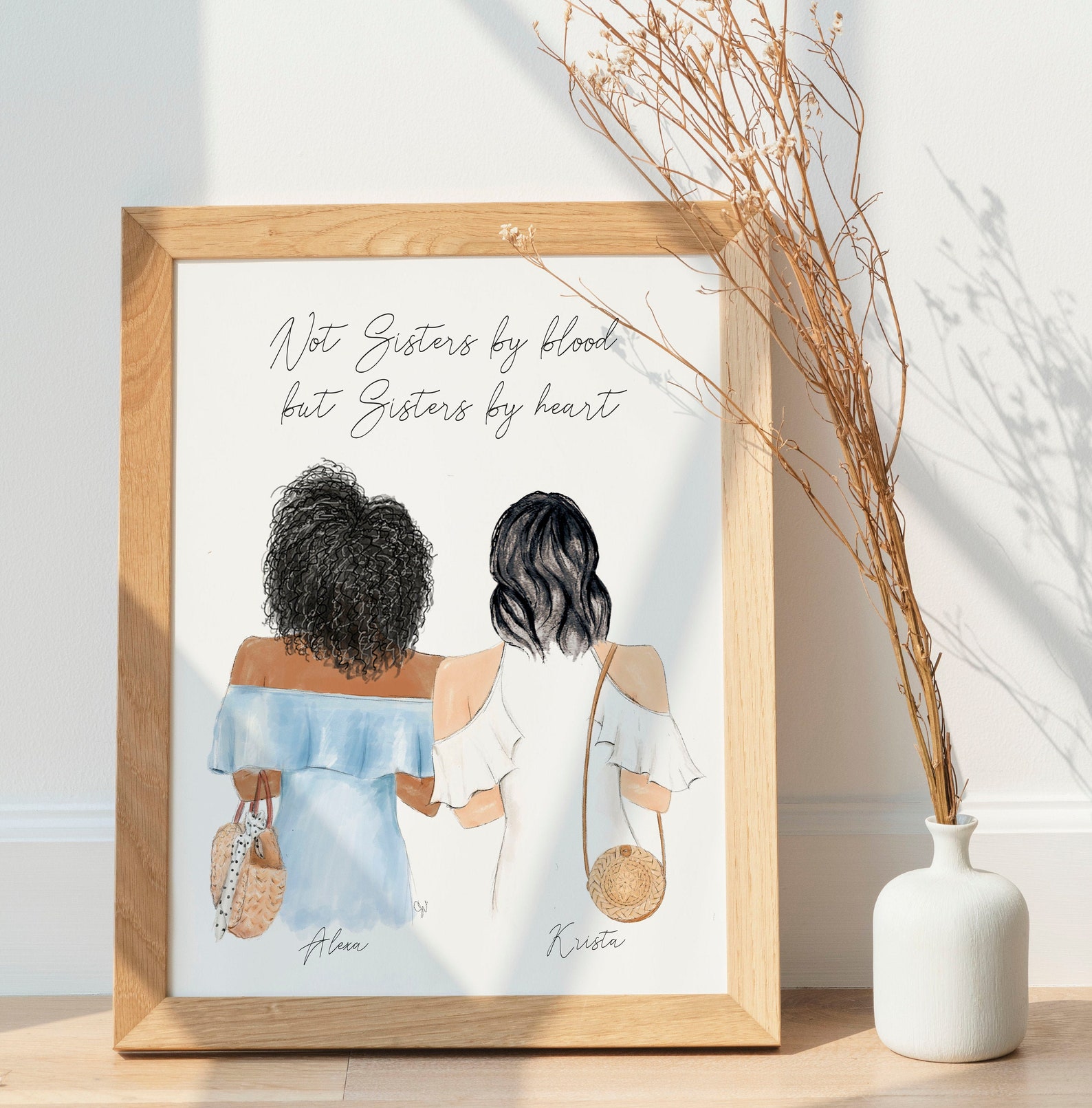 Distance Best Friends Wall Art / Personalized Best Friends Etsy