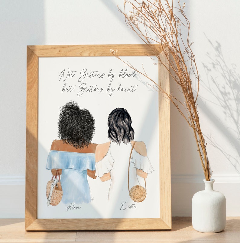 Distance Best Friends Wall Art / Personalized Best Friends Etsy