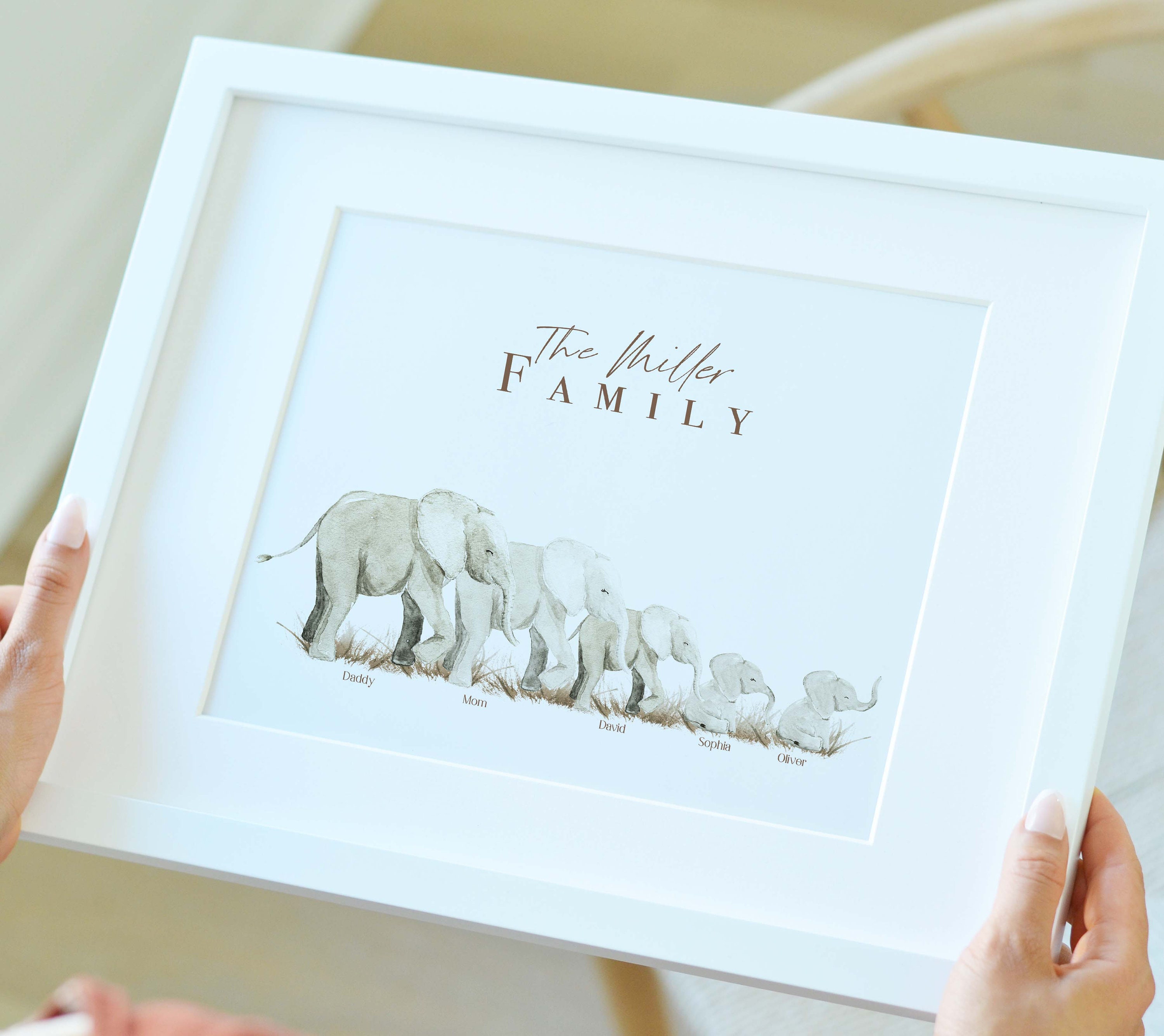 Personalized Elephant Family Wall Art Gift Idea for Mom Gift Etsy