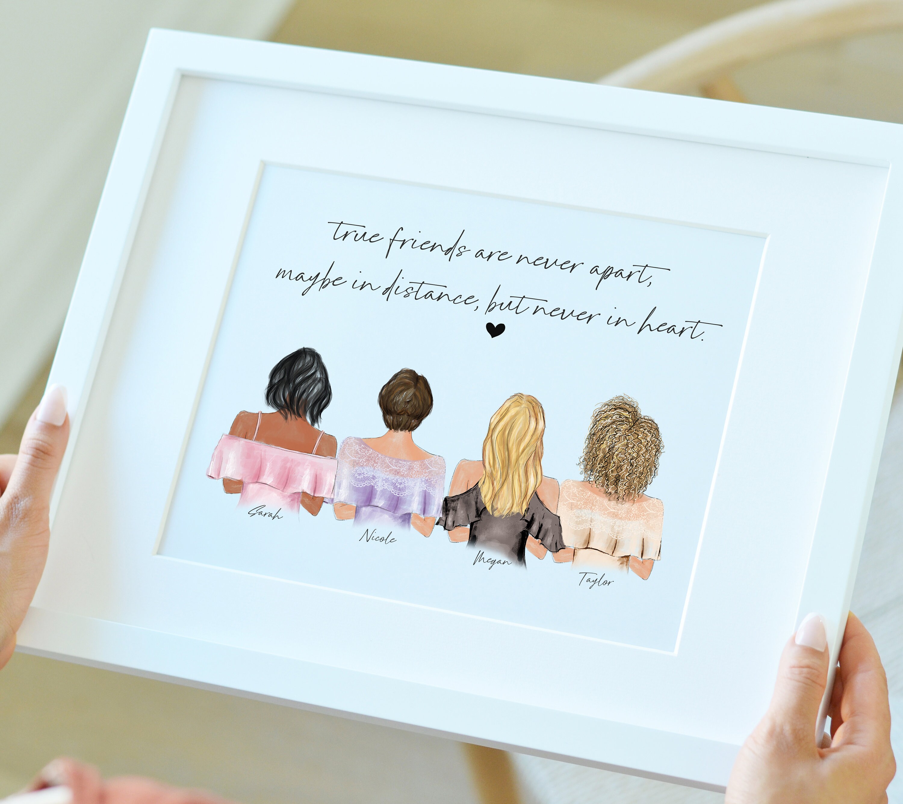 Group of Three Best Friends Gift Friendship Wall Art Best Etsy