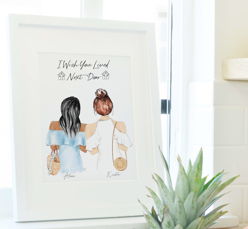 Distance Best Friends Wall Art / Personalized Best Friends Etsy