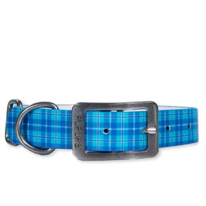 Blue Plaid BioThane Collar - Waterproof Dog Collar - Best Dog Collar