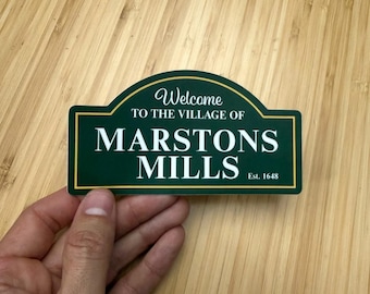 Welcome to the Village of Marstons Mills Sticker – Waterproof Vinyl Decal of Iconic Cape Cod Sign, Perfect for Laptops, Water Bottles & Cars